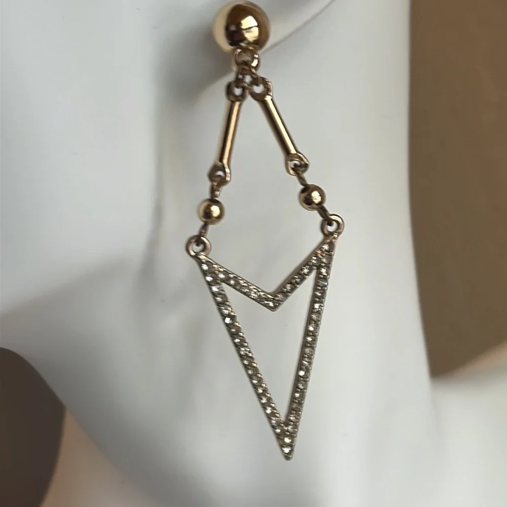 Gold & Rhinestone Statement Earrings - Picture 4 of 4